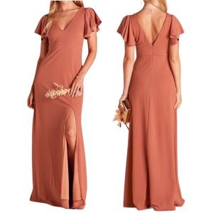 Birdy Grey Hannah Dress Terracotta Long Bridesmaid Flutter Sleeve Womens Size XL